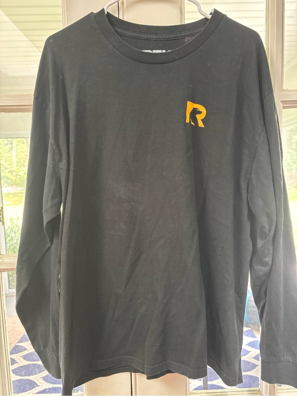 Black Long-Sleeve Tee with Yellow 'R' Chest Logo